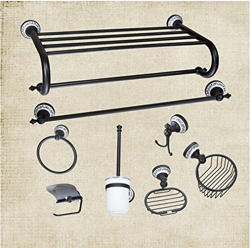 GOWE bronce aceitado toallero, toallero de anilla, de papel higiénico, escobilla de inodoro con soporte, diseño taza de cristal esmerilado, accesorios de baño