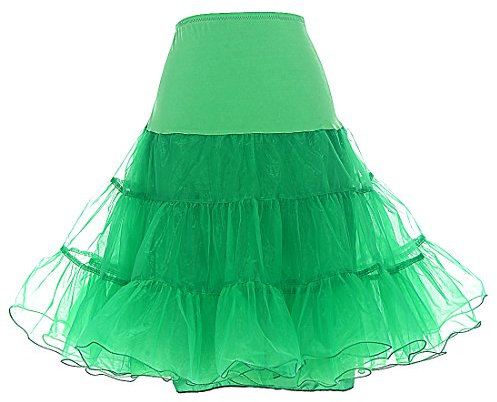 DRESSTELLS Petticoat Unterrock Damen Reifrock Grün Dirndl Petticoats 1950er Rockabilly Kleider Pettycode Unterrock Kurz Tüllrock Meerjungfrau Kostüm Green L