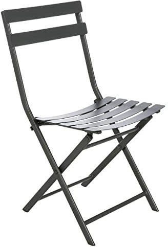 Hespéride - Chaise de Jardin Pliante Greensboro Gris Graphite - Acier Traitement Antirouille Renforcé - 50 x 42 x 81 cm - Meuble d'Extérieur Pliable