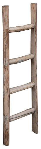 Biscottini Farmhouse bathroom decor 29x100 cm | Rustic wooden towel ladder | Vintage decor for bathroom, bedroom, living room Made in Italy