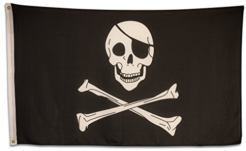 SCAMODA Party-, Freizeit- und Motiv-Flaggen aus wetterfestem Material, Outdoor-Fahne (Piraten-Totenkopf) 150x90cm