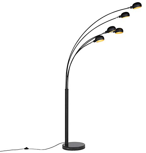 Qazqa - Design Stehleuchte I Stehlampe I Standleuchte I Lampe I Leuchte schwarz 5-Licht - Sixties Marmo I Wohnzimmer I Schlafzimmer - Stahl Länglich - LED geeignet E14