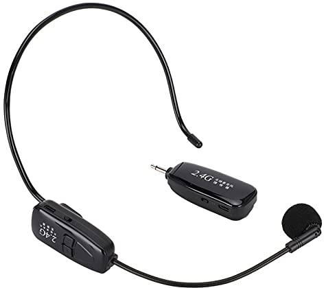 Wireless Mikrofon Headset, Mikrofon 2.4G Wireless Mikrofon Kopfmikrofon und Handheld 2 in 1 Sender Empfänger Tragbares Mikrofon Auto Pairing für Unterricht, Guide,