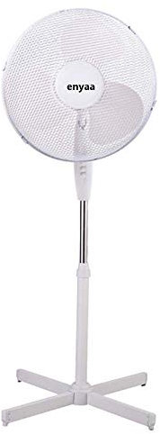 enyaa® 16 Inch, Lightweight, Pedestal Fan, 3 Speeds, Wide-Angled Oscillation, 90° Variable Tilt, Powerful Airflow, Adjustable Height, White – LDS-40