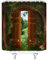 jingjiji Rideau de Douche Motif forêt Verte Fantastique, Porte en Bois, Jardin, cabane, Conte de fées, Paysage Naturel, Salle de Bain, Tissu Polyester, Crochets 178 x 178 cm