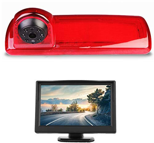 Misayaee HD Dritte Dach Bremsleuchte Kamera Bremslicht Einparkkamera Rückfahrkamera+5 Zoll Monitor für Renault/für Trafic X82 Mk3/für Opel/für Vivaro B/für FIAT/für Talento/für Nissan/für Primastar