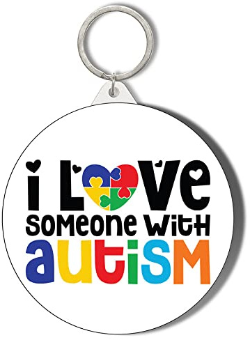 Gift Insanity I LOVE SOMEONE WITH AUTISM - JIGSAW HEART - 45mm Keyring
