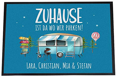 4youDesign Personalisierte Fußmatte -Zuhause ist da wo wir parken, 40 x 60- mit Namen – rutschfest, für innen (Zuhause ist da wo wir parken, 40 x 60 cm)