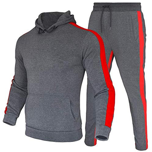 amropi Herren Trainingsanzug Jogginganzug Männer Kapuzenpullover und Jogginghose Sportanzug (Grau,XL)