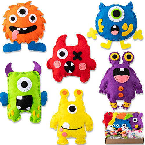 WATINC 6 Monster Sewing Kit Nähsets für Kinder Jungle Animal Filz Nähzeug Wild Tier Anfänger Nähpaket Kreative Indoor Aktivität der Schüler DIY Art Craft Geschenk für Jungen Mädchen
