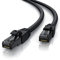 Primewire - 0,5m Câble réseau Cat 7 RJ45, Câble LAN Gigabit Ethernet 50cm, Gaine en pvc et en tissu tressé Noir, 10Gbps, Câble de patch 600Mhz S/FTP PIMF, Modem routeur Switch PC Box, Black serie
