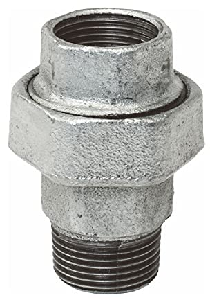 Temperguss-Gewindefitting verzinkt Verschraubung konisch dichtend, IG x AG 1 Zoll, Typ 341, DVGW
