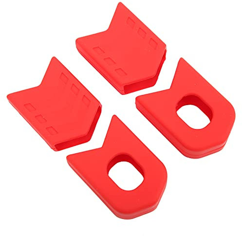 Alomejor 4 Stücke MTB Rennrad Kurbelarmschutz Abdeckung Kurbelgarnitur Schutz Silikon Kurbelstiefel Kurbelarm Stiefel Protektoren(rot)