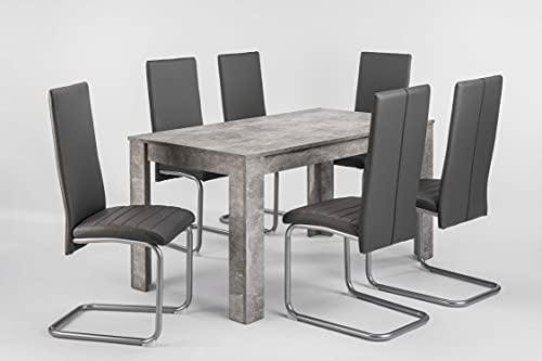 byLIVING Esszimmertisch Nepal/Beton-Optik grau/kompakter Küchentisch 140 cm breit/Esstisch Melaminharz beschichtet / 18 mm Dicke Tischplatte / 140 x 80, H 75 cm