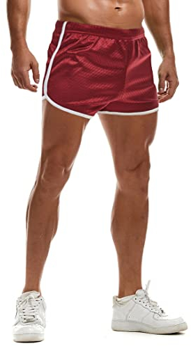 AIMPACT Sport Shorts Herren 3 Inch Turnhose Herren Kurz Mesh Atmungsaktiv Bodybuilding Shorts Fitness Training Sporthose (Rotwein-M)