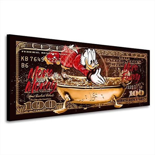 Kunstgestalten24 Wandbild Dagobert Duck More Money Vintage Pop Art Bild Leinwand Kunstdruck Raum- u. Wanddeko