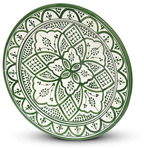 Assiette marocaine verte Nakhil Ø 35 cm x 5 cm | Safaary