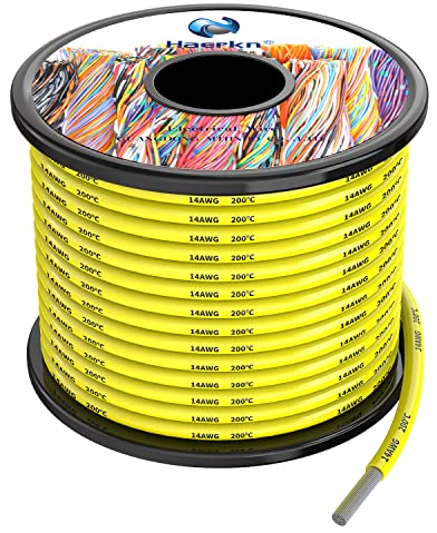 2.0mm² 14AWG Silicone Fili elettrici Giallo colori 10 metri Cavo Elettrico filo di rame stagnato a più fili Alta Temperatura Resistente