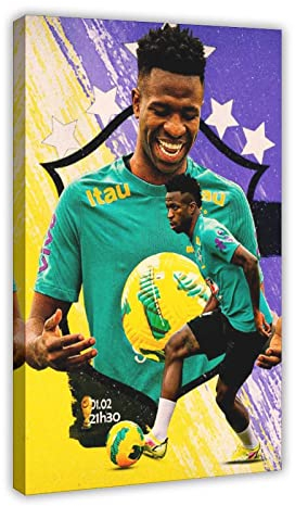 VinIcius Jr Sports Star Art Poster 4 Leinwandposter Wandkunst Dekor Druck Bild Gemälde für Wohnzimmer Schlafzimmer Dekoration Rahmen: 60 x 90 cm
