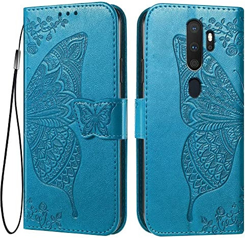 EASSGU Coque pour Oppo A9 2020 / Oppo A5 2020 (6.5 inches) Etui Flip Magnétique avec 3 Fentes pour Cartes 1 Portefeuille, Housse - Bleu
