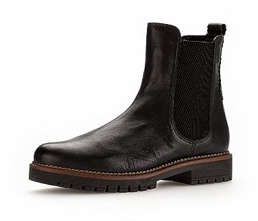 Gabor Damen Chelsea Boots, Frauen Stiefeletten,Wechselfußbett,Komfortable Mehrweite (H),Kurzstiefel,schw.(S.s/c/Flau),39 EU / 6 UK
