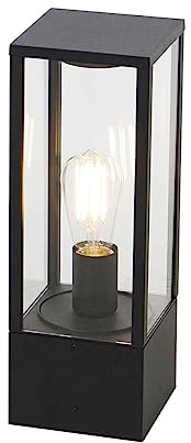 Qazqa - Design Smarte Steh-Außenleuchte I Sockelleuchte schwarz 40 cm inkl. WLAN ST64 - Charlois Dimmer I Dimmbar I Außenbeleuchtung - Aluminium Rechteckig - LED geeignet E27