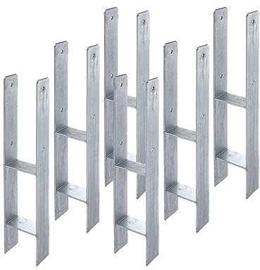 siwitec - Lot de 6 supports de poteau en H - 600 x 121 mm - Épaisseur : 5 mm - Galvanisé à chaud - Ancrage de poteau à sceller dans le béton - Avec marquage CE - Support de poteau à sceller dans le