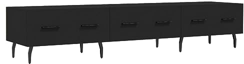 vidaXL TV Schrank, Fernsehschrank mit Eisenbeinen, Fernsehtisch für Wohnzimmer, Lowboard Sideboard TV Ständer TV Gerät, Schwarz Holzwerkstoff