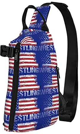 Umhängetasche, Sling-Rucksack, Wrestling, amerikanische Flagge, Hipster, Reisen, Wandern, Brust, Tagesrucksack, Schultertasche mit einem Riemen