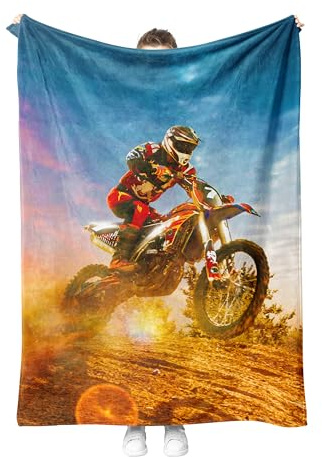 Motorrad Kuscheldecke Flanell Decke Motorrad Fleecedecke Flauschig Weich und Warme,3D Motorrad Bedruckte Decke Sofadecke Couchdecke Für Teens Erwachsene.(M1, 130x150 cm)