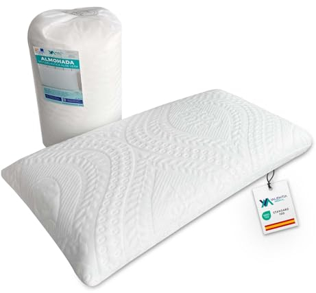 Memory Foam Kissen 75x35cm Waschbarer, Kopfkissen Nackenschmerzen, Orthopädisches Kissen - Waschbarer und Abnehmbarer Aloe-Vera-Bezug mit Reißverschluss - Oeko-TEX | Valentia HOGAR