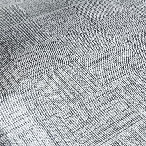 Carpet Imitation Style Self Adhesive Floor Tiles - 50 Pack for 50 sqf (4.65 sqm) | 12x12In (30.5 x 30.5cm) Peel and Stick Flooring | Durable & Easy Clean | Grey Faux Carpet Effect