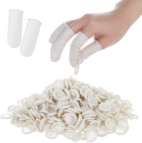 Halinuia 500 Stück Fingerlinge aus Latex Fingerschutz Fingerkuppenschutz | Finger Cots Fingerpunkt, Atmungsaktiv, Weich und Bequem, Fingerlinge Verband, Fingerkappen, Staubdicht und Antistatisch