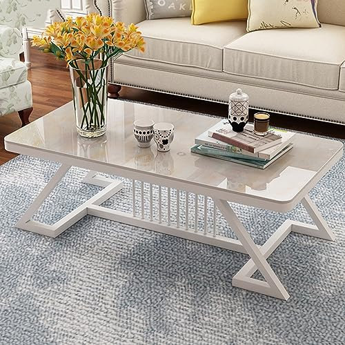 Kamnik Table Basse rectangulaire avec Plateau en Faux marbre pour Le Salon, Table Basse Industrielle Moderne en Verre trempé et métal, Table Centrale pour Salon ou Salle de réception (Couleur : Pie
