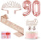 Amosking 90th Birthday Decorations for Women, Including 90th Birthday Sash and Crown, Cake Topper and Candles, Rose Gold Number Balloons, 90 Year Old Gifts for Women