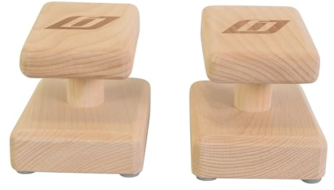 Bloques De Madera Para Calistenia - Ideal Para Flexiones, Equilibrio y Calistenia En Casa, Madera Natural, Agarre Ergonómico, Perfectos Para Entrenamiento Deportivo en Casa (Canes Basico Caida Plana)