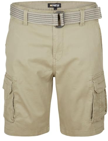 riverso Cargo Shorts Herren mit Gürtel Regular Fit RIVJoko Kurze Hosen Cargoshorts Sommer Stretch, Größe:XL, Farbe:Beige