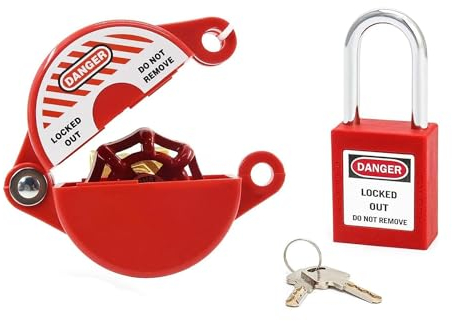 Fowecry Cerradura de grifo exterior con candado de seguridad, dispositivo de bloqueo de grifo, conector de manguera para mangos de válvula de 1-2 1/2 de diámetro, duradero