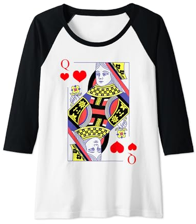 Damen Herz Dame Kostüm Spielkarte Kartenspiel Herz Dame Karneval Raglan