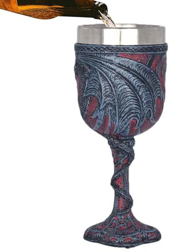 Fukamou Medieval Double Dragon Wine Goblet - Medieval Dragon Goblets Romantic,Medieval Dragon Goblet Halloween Wine Glass for Cocktail Beer Coffee Father Day