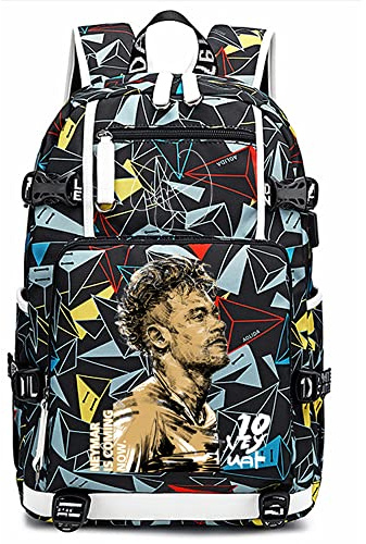 LUDIOPSG Fußball N-eymar Multifunktions Rucksack Reise Laptop Fans Flammenelement Tasche für Männer und Frauen (Bunt - 3)