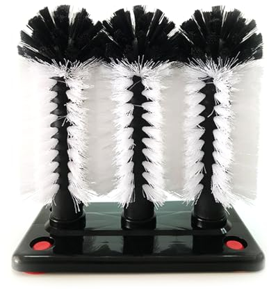 Spazzola per vetro 3 spazzole Rondella di vetro Triple Glass Rinser Cup Washer Brush Spazzole di vetro per il lavaggio di bicchieri Rondella della tazza di vetro con base di aspirazione
