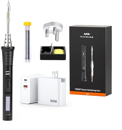 TOOLSAVING TS80P Soldering Iron Kit with B02 Tip,30W Original Smart 8-Second Heating to 300℃,Sleep Mode CNC Aluminum Alloy Casing,Portable Soldering Set for Welding/Repair/DIY