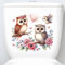 Owl Flower Branch Toilet Cover Sticker Decals,Flower leaf bird Waterproof Toilet Lid Tank Seat Decals Cistern Self-Adhesive Bathroom Wall Sticker