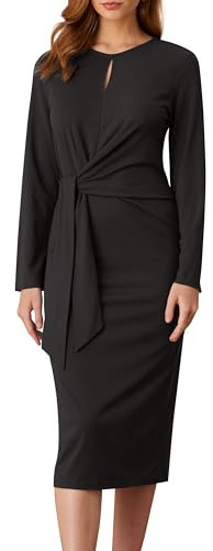 GRACE KARIN Damen Midi Etuikleider Elegant Festliche Kleider Rockabilly Herbst Party Cocktail Business Kleider Schwarz XL