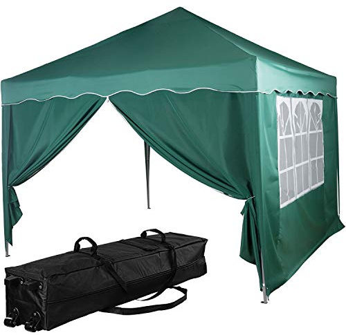 INSTENT Pavillon 3 x 3 m Basic wasserdicht UV Schutz 50+, 2 Seitenteile, Farbwahl, Dunkel-Grün