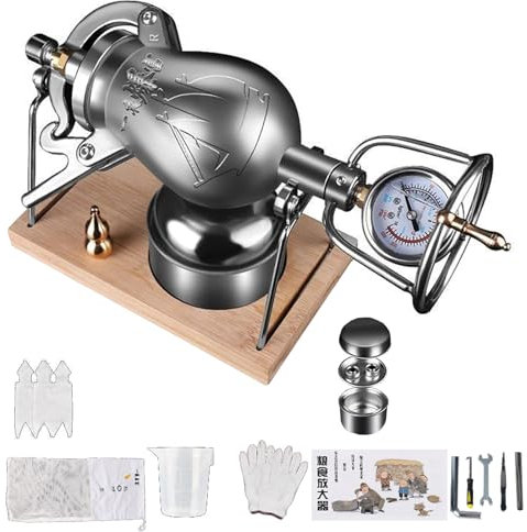 KYZTMHC Mini-Popcornmaschine aus Edelstahl, Heißluft-Popcornmaschine, Popcornmaschine mit Doppeldruckventil, chinesische Popcornmaschine, Mini-Popcornmaschine im Retro-Nostalgie-Stil(300ml)