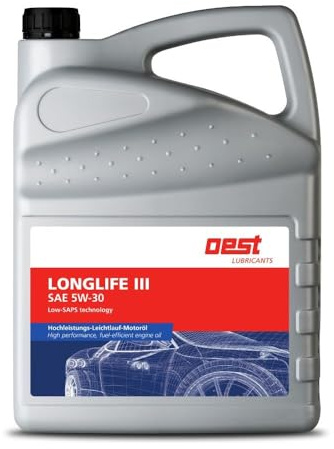 OEST Longlife III SAE 5W-30 Motoröl | VW 504.00/507.00 & MB 229.51 Freigabe | Low SAPS Leichtlauföl für moderne Benzin- & Dieselmotoren mit DPF | Made in Germany | 5L Flasche
