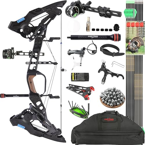 SHARROW Bogenschießen Compoundbogen Set Dual-Use für Stahlkugel und Pfeile 20-60lbs einstellbare Jagdbogen für Bogenschießen Jagd Angeln rechtshändig, Keine Angst vor Dry FIRE