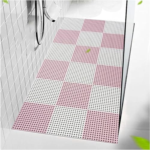 Lot de 6 dalles de sol modulaires emboîtables, dalles de drainage en plastique antidérapantes pour zones humides, salle de bain, cuisine, balcon, terrasse, zones pour animaux de compagnie, douche, c